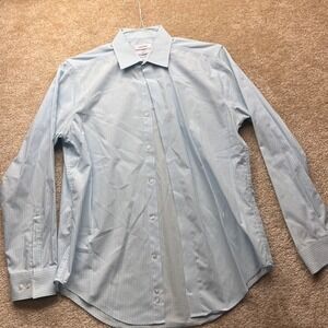 Calvin Klein Mens Fit Performance Non-Iron Dress Shirt Blue Gingham 15.5 32/33